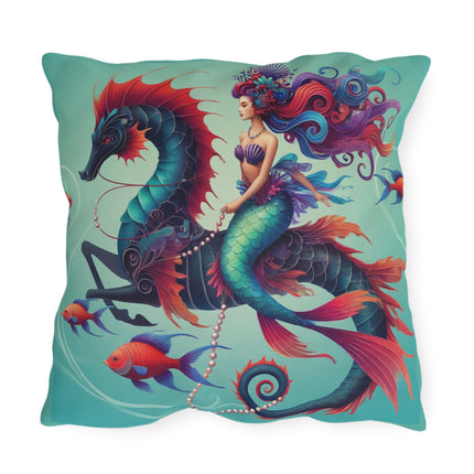 Mermaid & Sea Dragon Outdoor Pillows – Ocean Guardian & Mythic Beauty