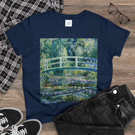 Water Lilies and Japanese Bridge by Claude Monet Women's Midweight Cotton Tee