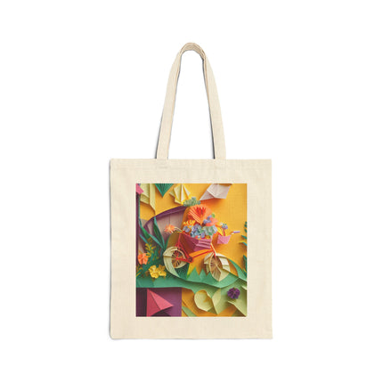 Origami Bicycle Cotton Canvas Tote Bag