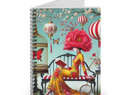 Reading In A Painted Garden Spiral Notebook - Ruled Line