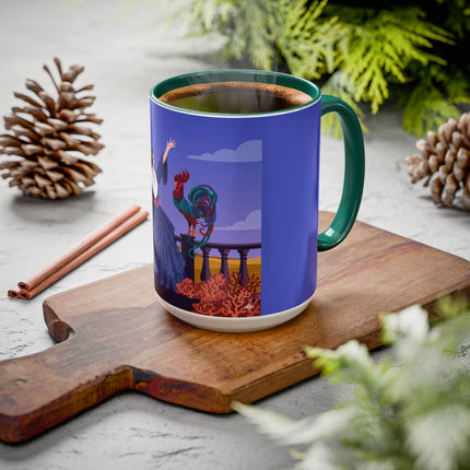 The Dawn Serenade Colorful Mug (11oz, 15oz) – Rooster Beauty, Morning Charm & Art Deco Elegance