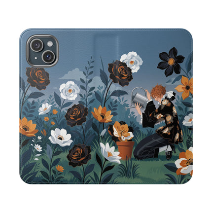 🌹💧 The Midnight Garden Keeper Flip Case – Art Deco Floral Fantasy