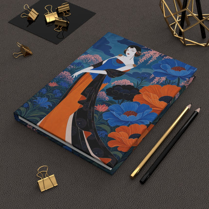 🌸💙 The Midnight Blossom Garden Hardcover Journal – Art Deco Floral Elegance