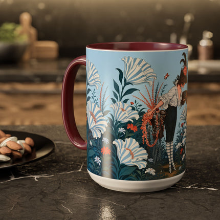 🎨💙 The Enchanted Garden Artist Colorful Mug – Art Deco Floral Whimsy