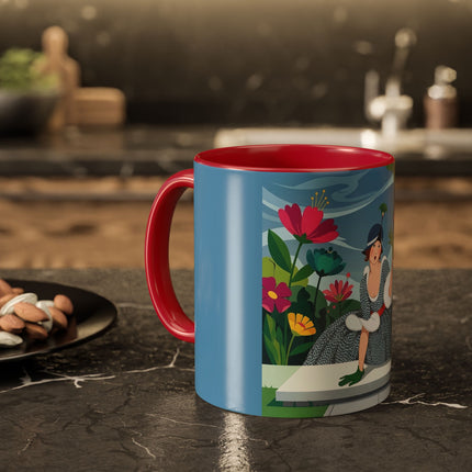 The Lady Of The Secret Garden Colorful Mugs – Art Deco Botanical Elegance