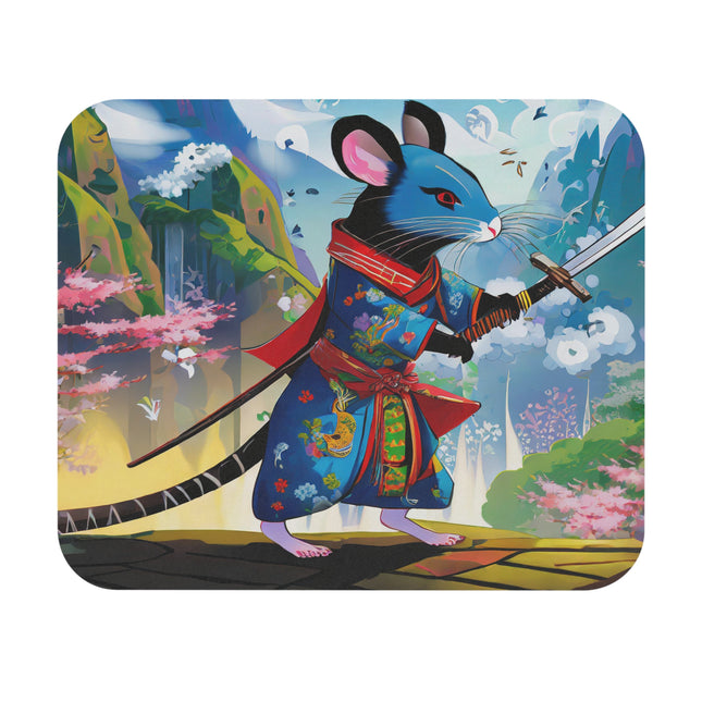 Cyber Samurai Rat Mouse Pad, Rectangle