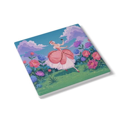 🎭🌸 The Lady Of The Secret Masquerade Ceramic Coaster – Art Deco Garden Fantasy