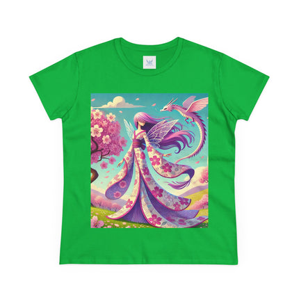 Petals in the Wind: The Kimono Fairy and the Sky Dragon Cotton Tee