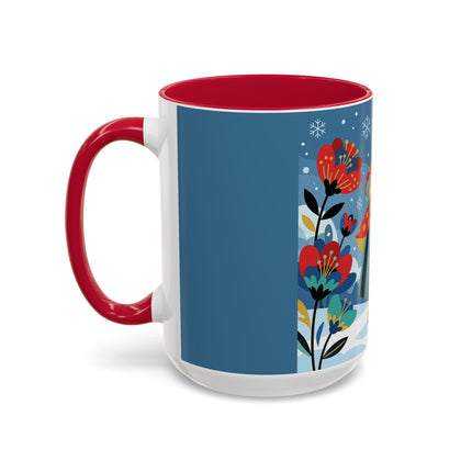 ❤️❄️ The Winter Heart Messenger Colorful Mug – Art Deco Snow Garden Fantasy