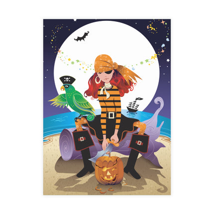 Moonlit Pirate Halloween Postcards (envelopes included) - Bundles of 10, 30, 50 Pieces