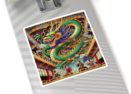 Tibetan Dragon Over Kabuki Duel Kiss-Cut Stickers (4 Sizes)