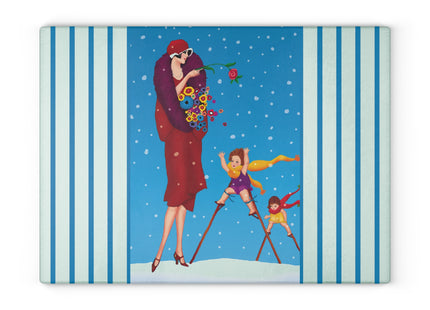 Snowfall & Couture Glass Cutting Board