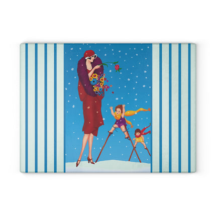 Snowfall & Couture Glass Cutting Board