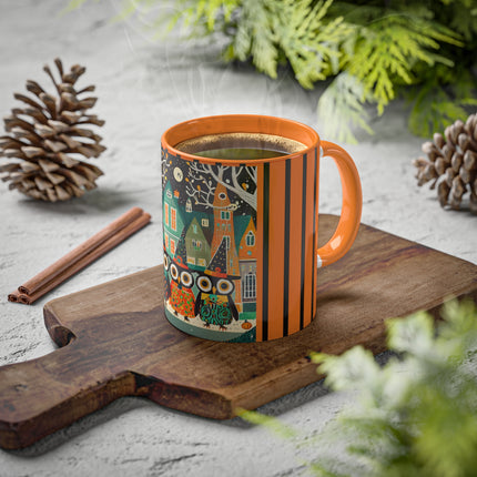 Night of the Trick-or-Treating Owlets Colorful Mugs, 11oz
