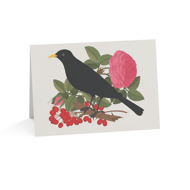 Blackbird & Rose Greeting Card – Timeless Beauty & Elegant Charm