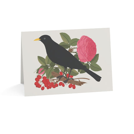 Blackbird & Rose Greeting Card – Timeless Beauty & Elegant Charm