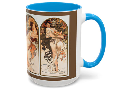 The Seasons by Alphonse Maria Mucha Colorful Mugs (11oz, 15oz)
