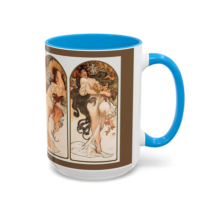 The Seasons by Alphonse Maria Mucha Colorful Mugs (11oz, 15oz)
