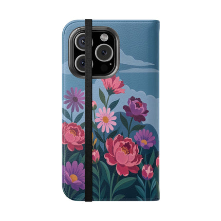 🌸☁️ The Lady Among The Giant Flowers Flip Case – Art Deco Floral Fantasy