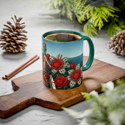 ⛵🌹 The Seaside Rose Traveler Colorful Mug – Art Deco Floral Elegance