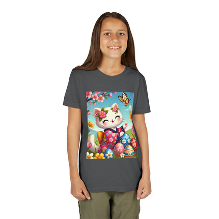 Easter Kitten and Painted Eggs Youth Short Sleeve Tee