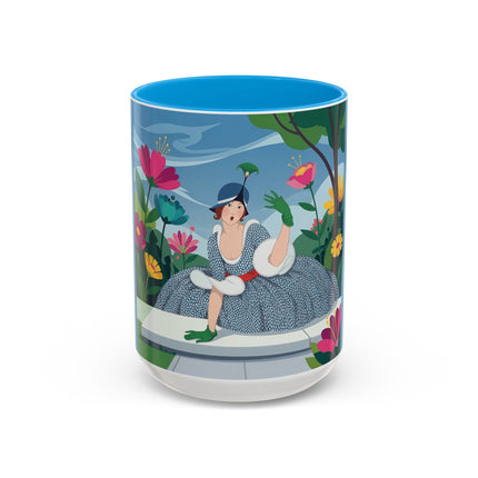The Lady Of The Secret Garden Colorful Mugs – Art Deco Botanical Elegance