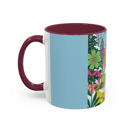 ☕🎄 Christmas Tea In The Snow Garden Colorful Mug – Art Deco Holiday Friendship