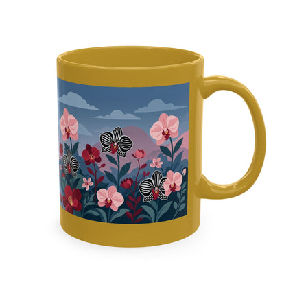 🖤🌸 The Lady Of The Striped Orchid Garden Ceramic Mug – Art Deco Fashion Elegance
