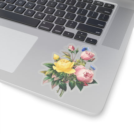 Yellow Rose and Cabbage Rose botanical illustration by Pierre-Joseph Redouté Kiss-Cut Stickers (4 Sizes)
