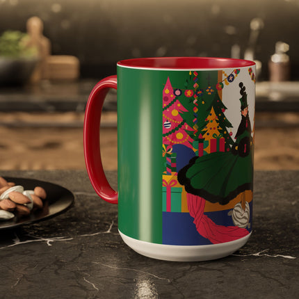 🎄🎁 The Emerald Christmas Belle Colorful Mug – Colorful Holiday Fashion Fantasy