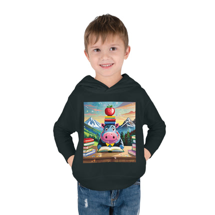 Hippos Hit the Books Toddler Pullover Fleece Hoodie