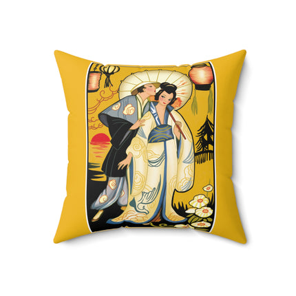 Golden Embrace Spun Polyester Square Pillow