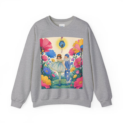 🌸🏮 The Lantern Garden Stroll Crewneck Sweatshirt – Art Deco Floral Whimsy