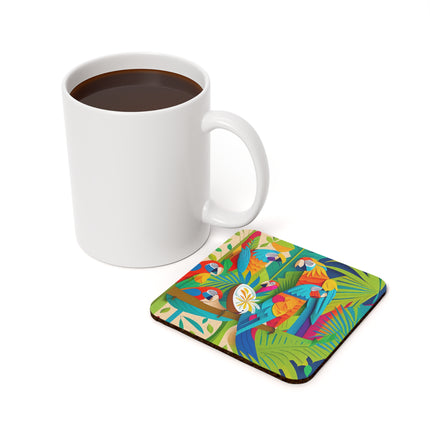 Colorful Macaws Cork Back Coaster