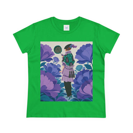 💜🌸 The Violet Garden Promenade Cotton Tee – Art Deco Floral Fashion