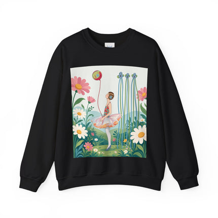 🌼🎈 The Garden Balloon Dancer Crewneck Sweatshirt – Art Deco Floral Whimsy