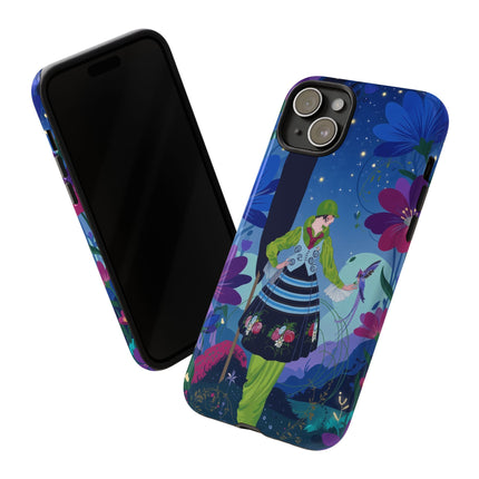 🌸🐦 The Lady Of The Midnight Bird Garden Phone Case – Art Deco Floral Fantasy