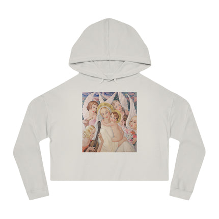 Madonna with Child surrounded by musical angels by Gerda Wegener Women’s Cropped Hooded Sweatshirt
