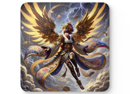 Valkyrie Descending Through Storm Corkwood Coaster Set