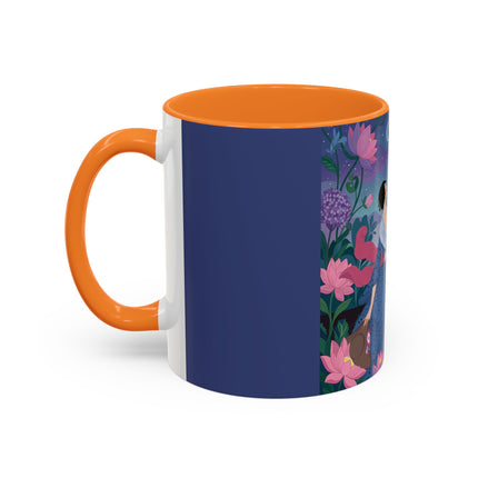 The Lady And The Morning Song Colorful Mugs – Art Deco Botanical Elegance