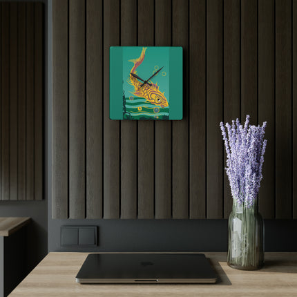 Golden Serenity Acrylic Wall Clock