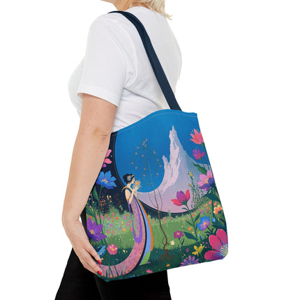 🌸🏔️ The Lady Of The Mountain Garden Tote Bag – Art Deco Floral Fantasy