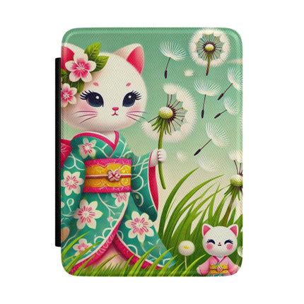Geisha Kitten and the Dandelion Wish Kindle Case – Whimsical Serenity & Gentle Dreams