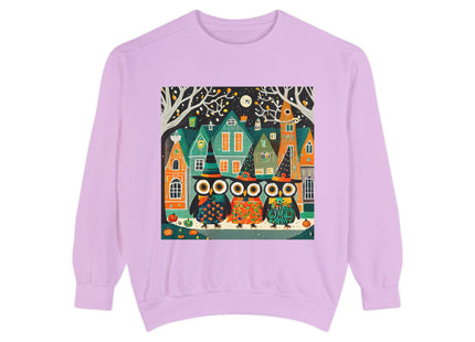Night of the Trick-or-Treating Owlets Unisex Garment-Dyed Sweatshirt