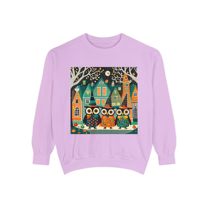 Night of the Trick-or-Treating Owlets Unisex Garment-Dyed Sweatshirt