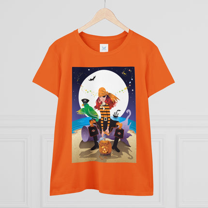 Moonlit Pirate Halloween Women's Midweight Cotton Tee