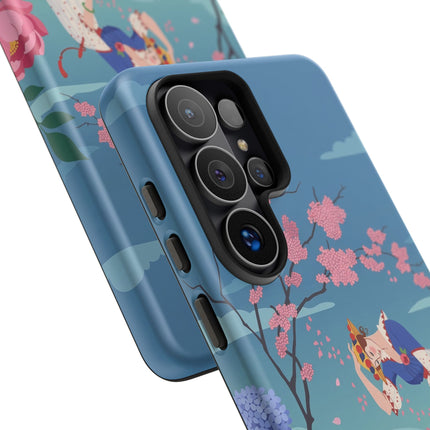 🌸☂️ The Lady Of The Falling Blossoms Phone Case – Art Deco Garden Whimsy