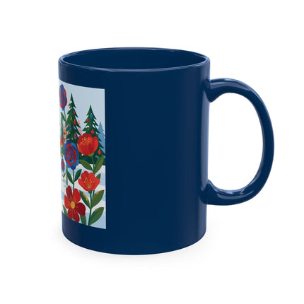 🌹🎄 The Lady Of The Holiday Roses Ceramic Mug – Art Deco Christmas Elegance