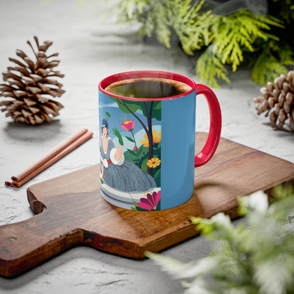 The Lady Of The Secret Garden Colorful Mugs – Art Deco Botanical Elegance
