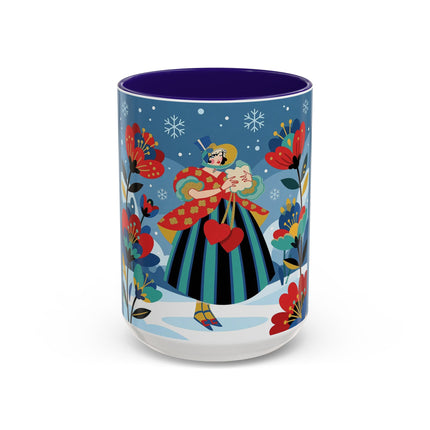 ❤️❄️ The Winter Heart Messenger Colorful Mug – Art Deco Snow Garden Fantasy
